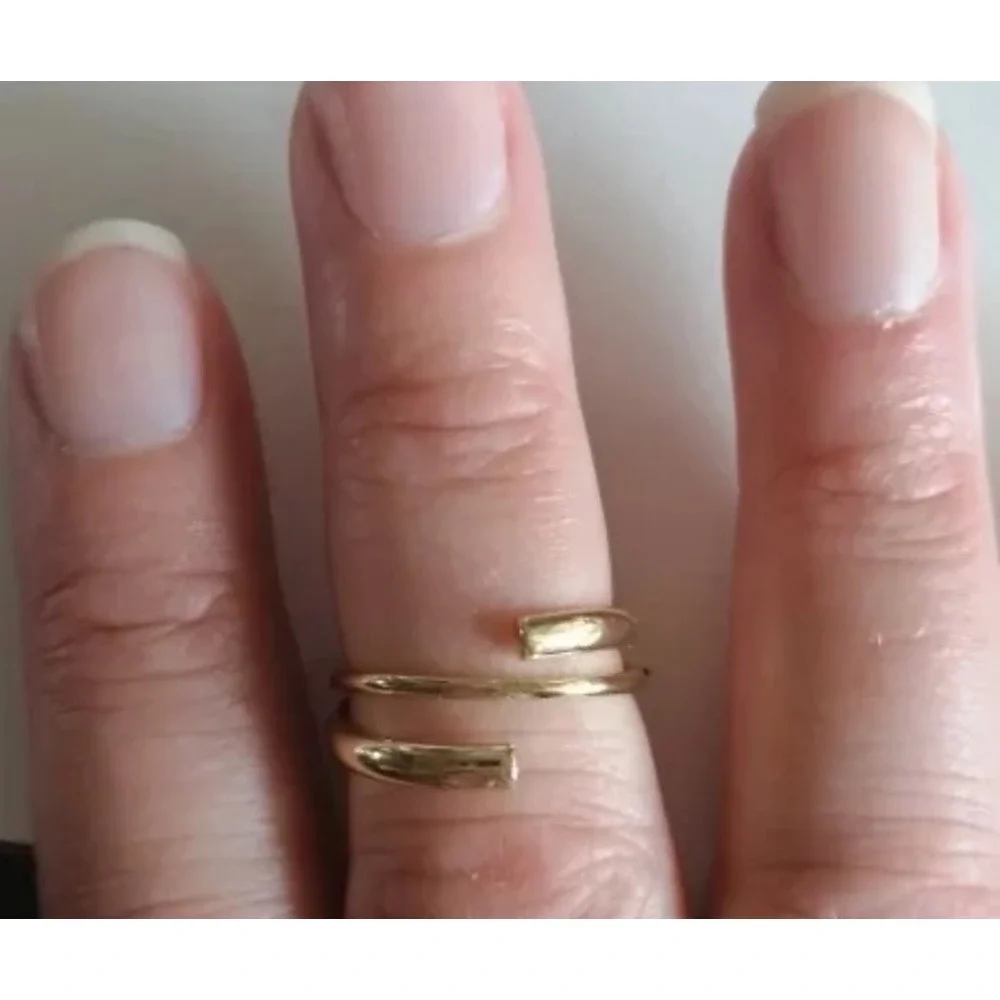 NEW Coil Ring Adjustable Wrap Gold Plated Sterling Silver Minimalist‎ Jewelry